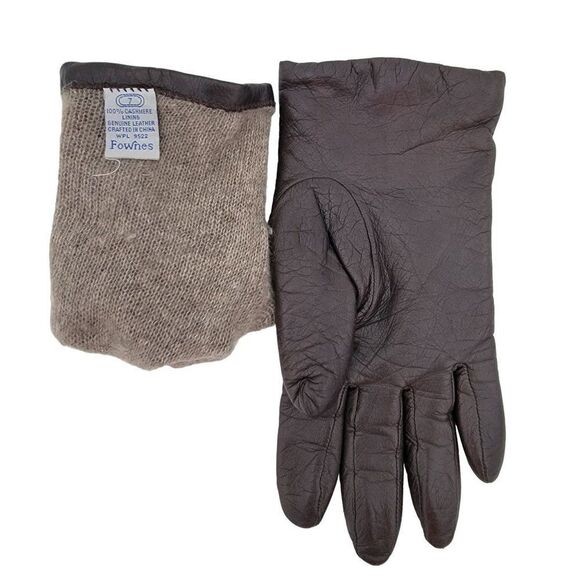 Vintage Fownes Womens Genuine Leather Gloves Cashmere Lined Small - Picture 3 of 5